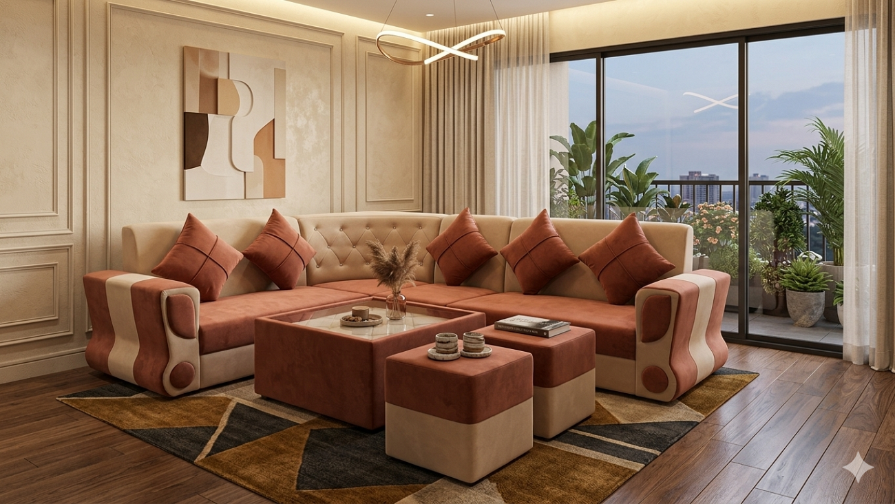 8 seater L or corner sofa with center table available on order