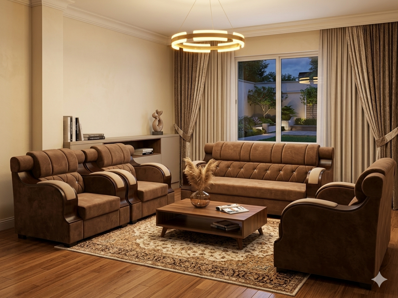 Brown Fabric sofa in dark brown velvet available in stock
